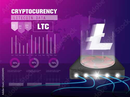 Cryptocurrency icon with info graphic digital style on modern background:LTC icon