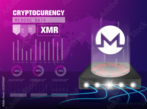 Cryptocurrency icon with info graphic digital style on modern background:XMR icon