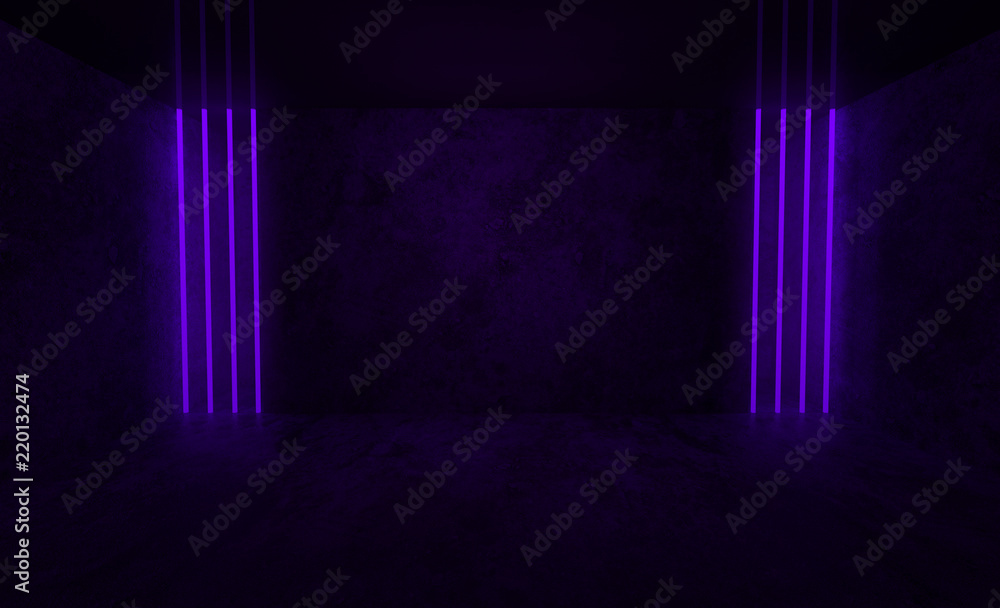 Background of an empty room at night with smoke and neon light. Dark abstract background. Background of an empty show scene Background of an empty room at night with smoke and neon light. Dark abstract background. Background of an empty show scene