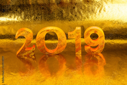 2019 is made in gold color place in golden background is mean the golden year for lucky all year photo