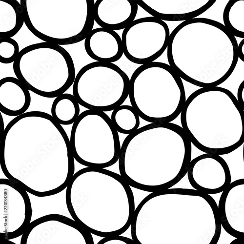 Monochrome organic rounds. Handdrawn abstract background with cells.