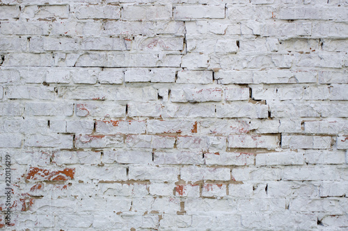 White brick wall for background and texture