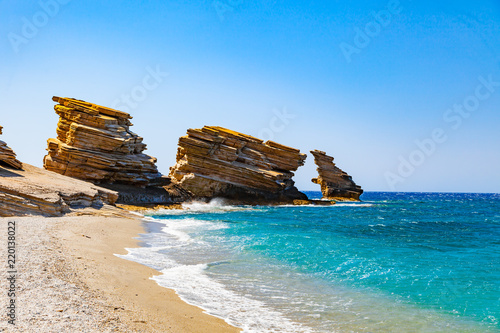 Rocks at Triopetra beach, Southern Crete, Mediterranean sea, Greece. Beautiful background suitable for wallpaper.
