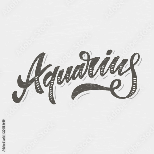 Aquarius lettering Calligraphy Brush Text horoscope Zodiac sign