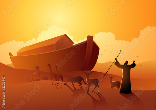Noah and the ark before great flood