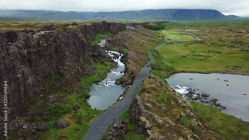 Beautiful aerial of the mid Atlantic ridge running through Thingvellir, Iceland. Beautiful aerial of the mid Atlantic ridge running through Thingvellir, Iceland.