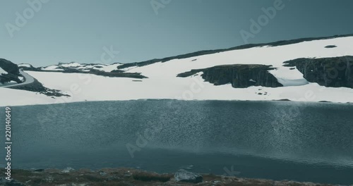 Auerlandsfjellet, Flotvatnet Lake With Waterfall Flotane photo