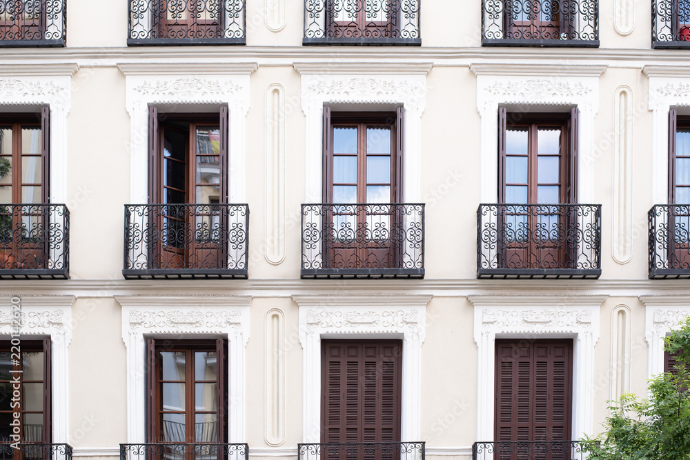 Obraz premium Classic vintage spanish windows house facade