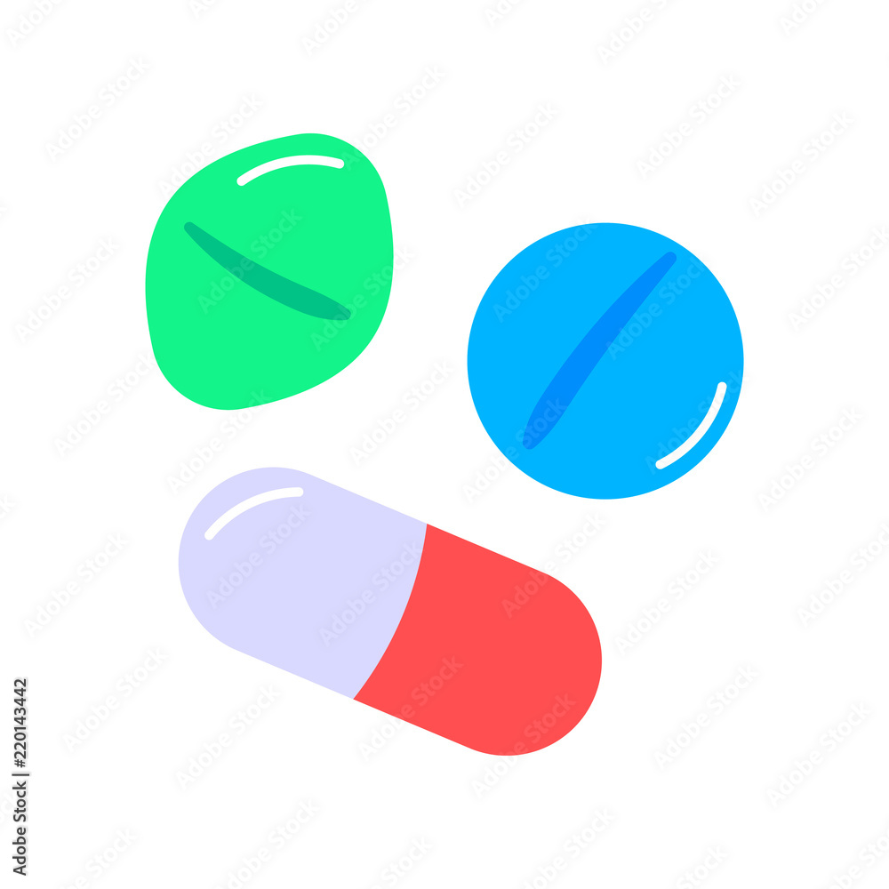 Pills icon isolated on white. Vector illustration.