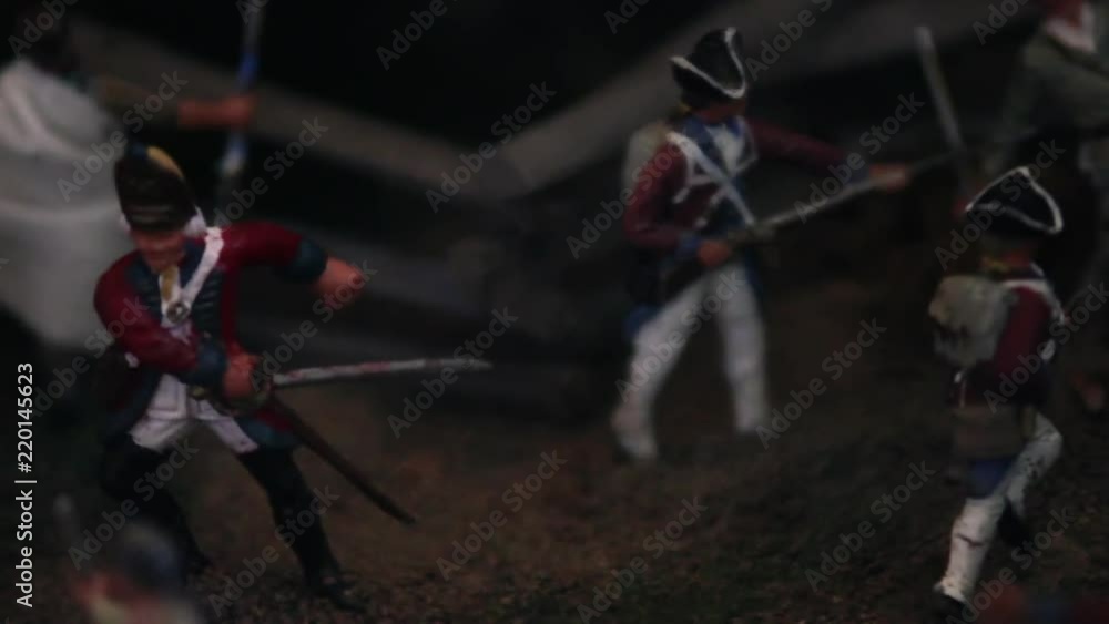 Close up of British toy figurines posed to battle Close up of British toy figurines posed to battle