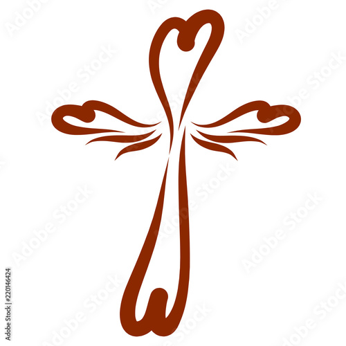 Brown cross with hearts and wings  faith and life
