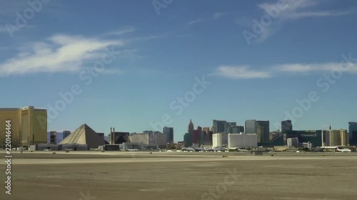 View of the Las Vegas strip from the airport