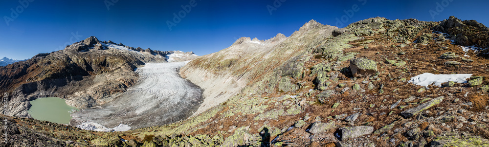 Panorama at the Rhone Glacier in Switzerland