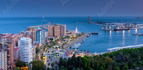 Port of Malaga in dusk