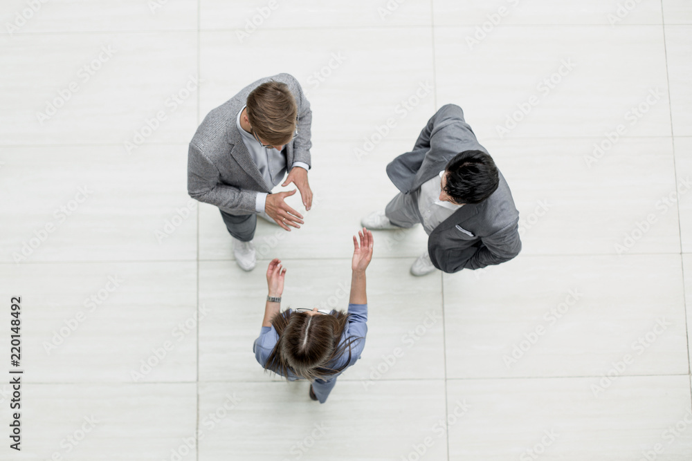 top view.business people discussing problems - obrazy, fototapety, plakaty 