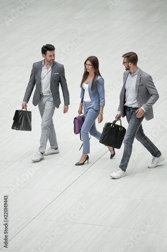 business people walking together