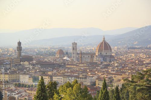 Beautiful view of Santa Maria del Fiore and Giotto's Belltower in Florence, Italy © marinadatsenko