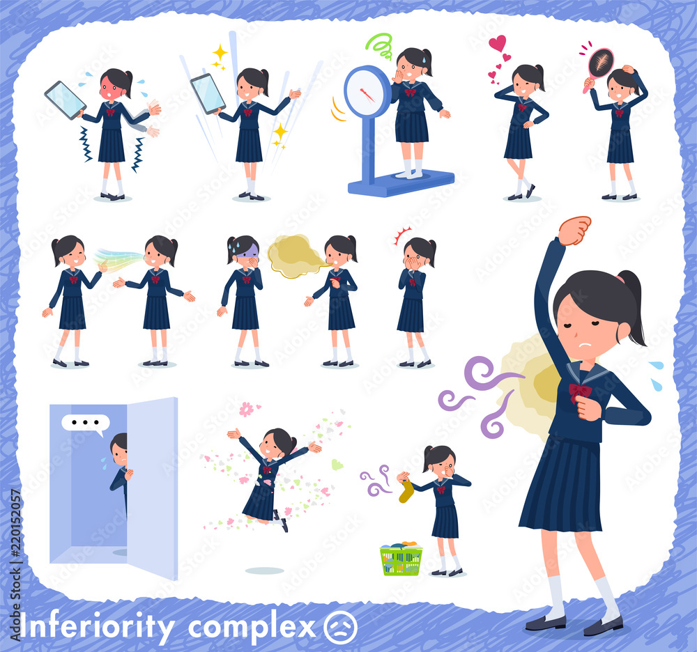 Fototapeta premium flat type school girl Sailor suit_complex