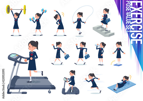 flat type school girl Sailor suit_exercise