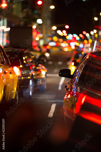 Night road traffic in a big city (shallow DOF)