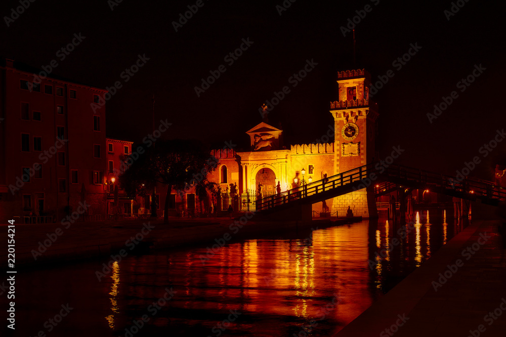 View of Venice Military Arsenal at night