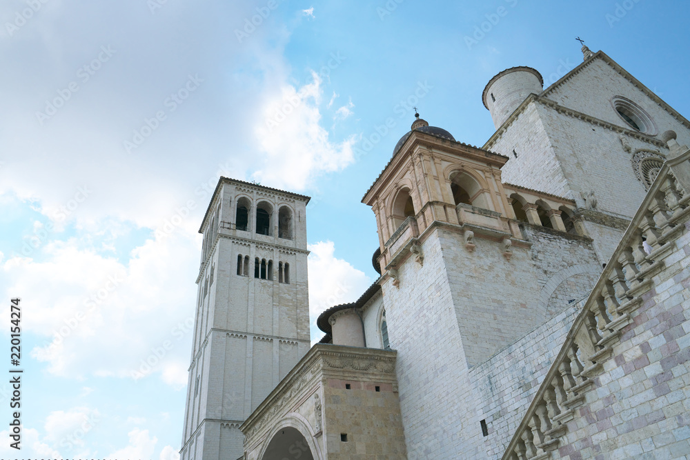 Assisi,Italy-July 28, 2018: Basilica di San Francesco d'Assisi or Papal Basilica of Saint Francis of Assisi