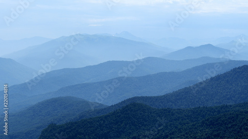 Panoramic landscape with mountain layers