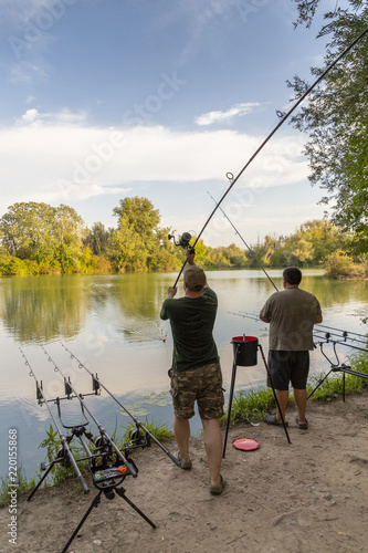 Fisherman at carp fishing day