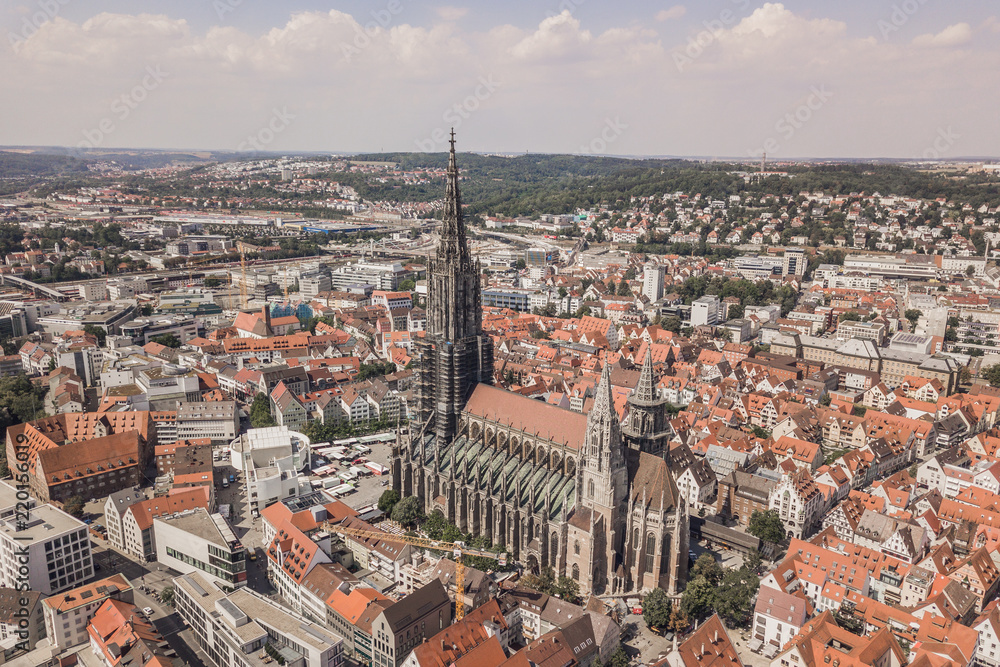 Aerial view of Ulm Minster at day time