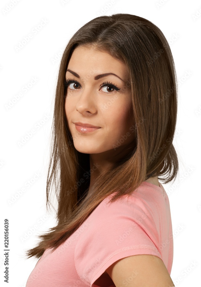 Friendly Young Woman with Long Hair - Isolated Friendly Young Woman with Long Hair - Isolated