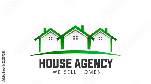 House real estate green logo vector