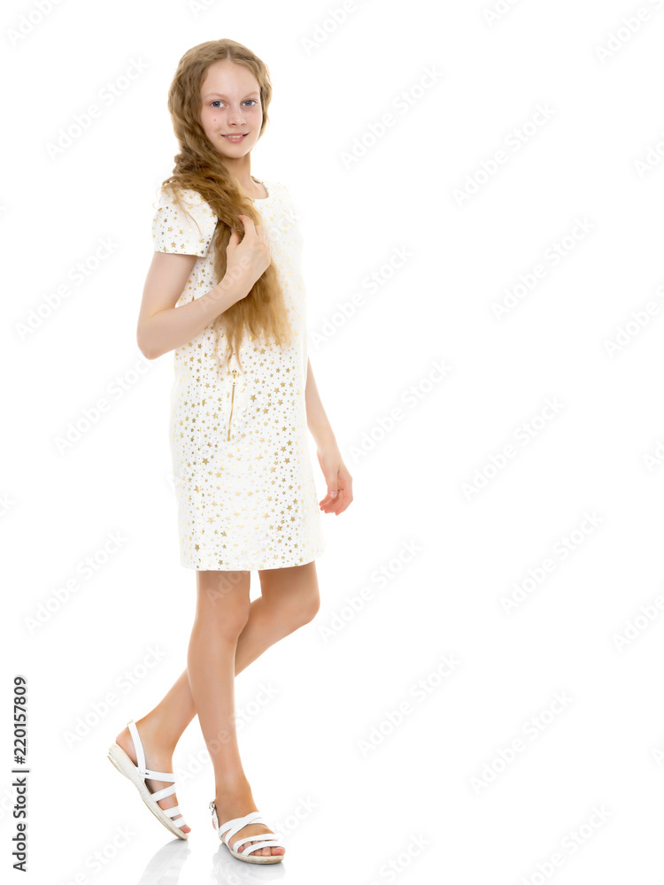 Beautiful school girl with long silky hair. Beautiful school girl with long silky hair.