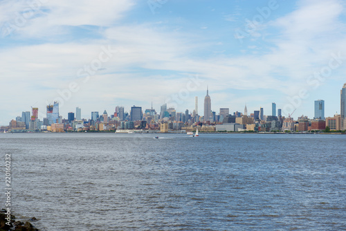 New York City NYC Manhattan Midtown Skyline and Empire State Building, viewed from Jersey City, New Jersey, USA © Wangkun Jia