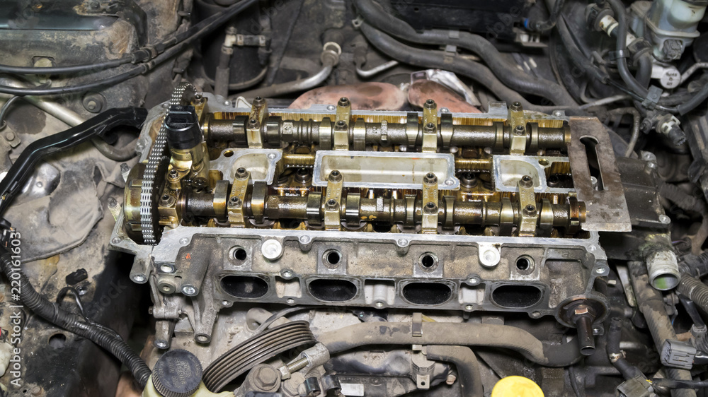 Fototapeta premium The disassembled car engine