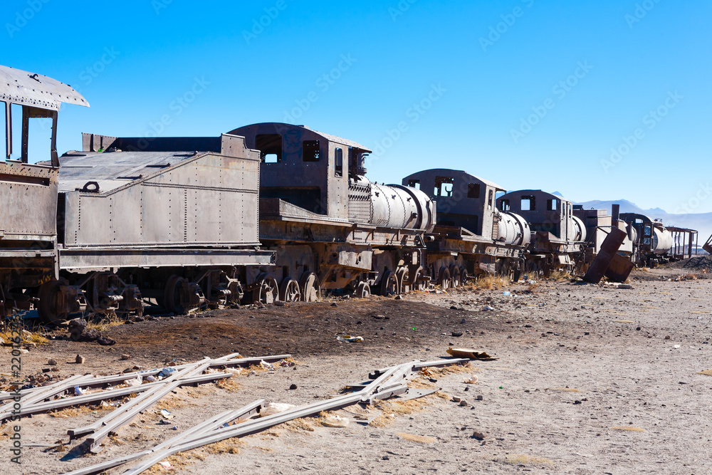 Naklejka premium Cemetery trains Uyuni, Bolivia
