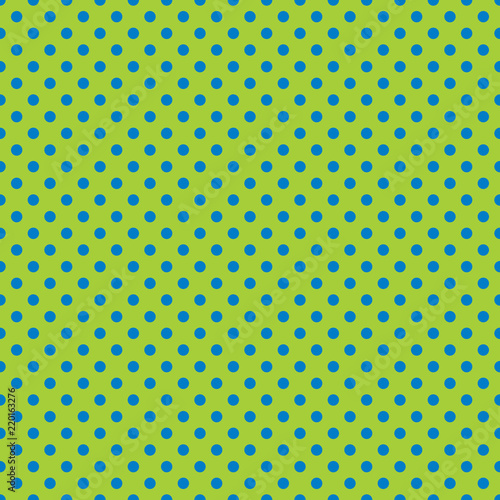 Seamless lime green and blue dot pattern background. Ideal for packaging designs.