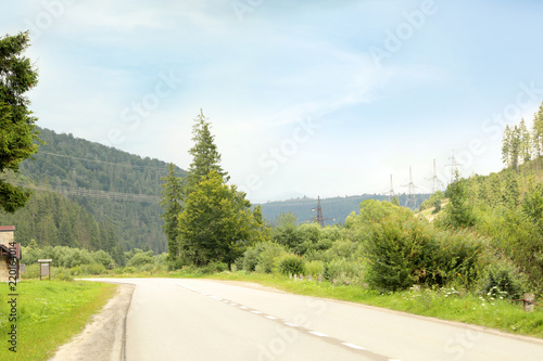 Picturesque landscape with road in mountains