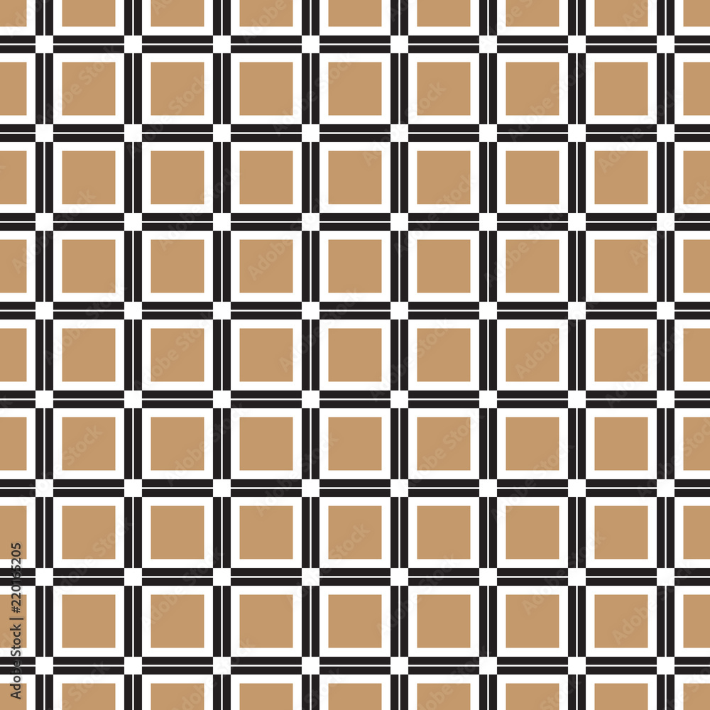 Seamless vintage geometric square rhombus pattern in black and gold