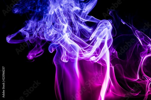 Colored smoke on black background