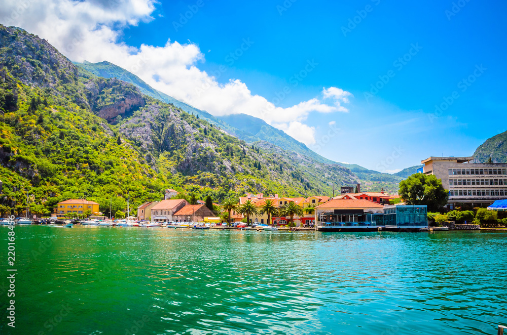 Naklejka premium Port in old town Kotor, Montenegro.