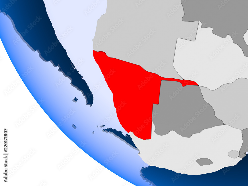 Fototapeta premium Namibia on political globe