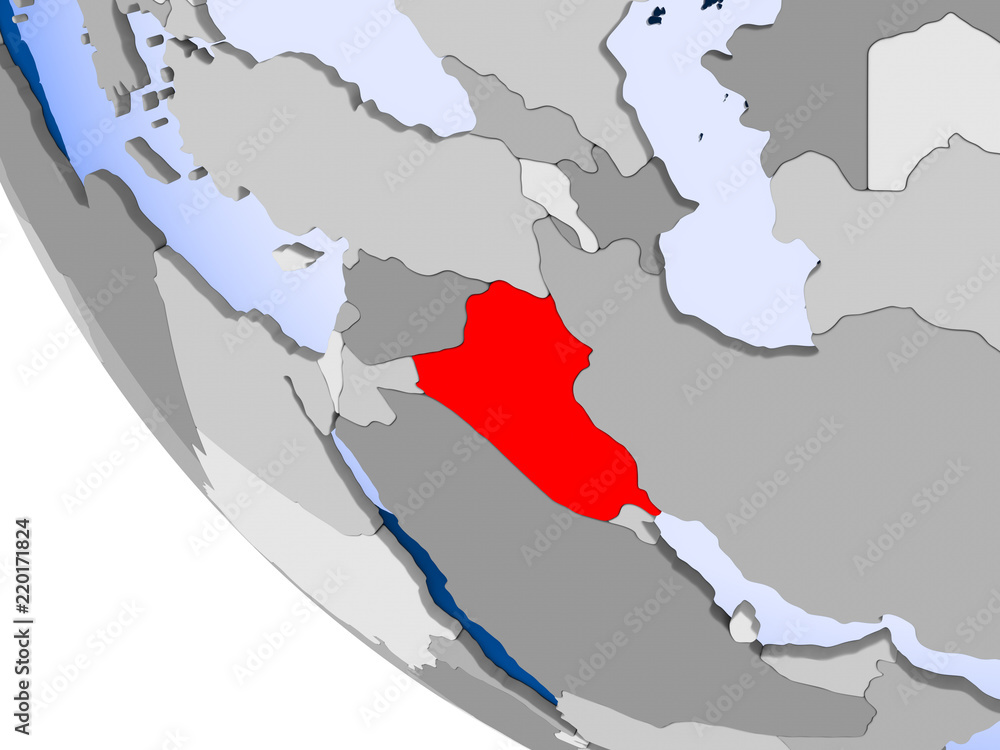 Fototapeta premium Iraq on political globe