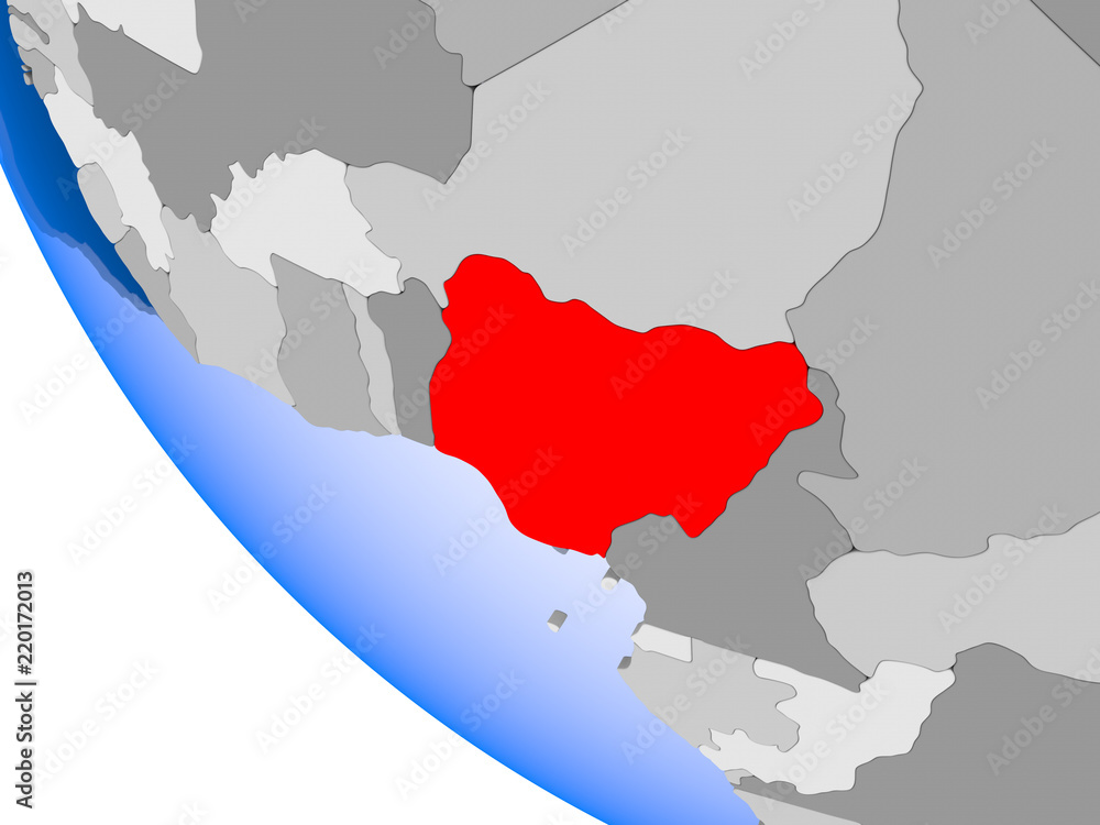 Fototapeta premium Nigeria on political globe