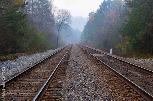 Railroad Track on a Foggy Fall Day
