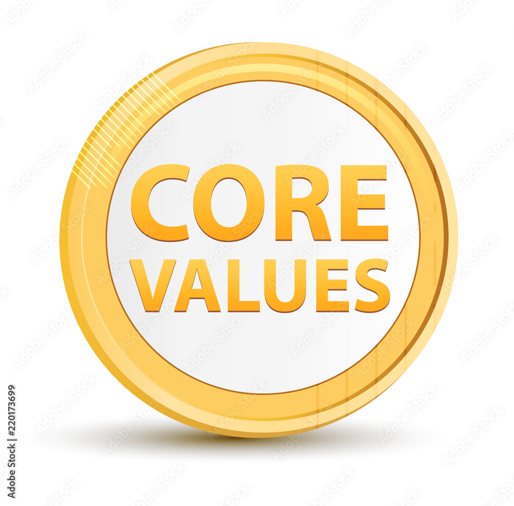 Core Values gold round button Core Values gold round button