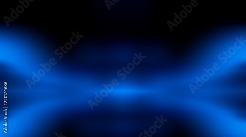 Blue empty room studio gradient with spotlight used for background and display your product