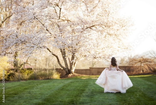 Teen Girl in Formal Dress Walking Away