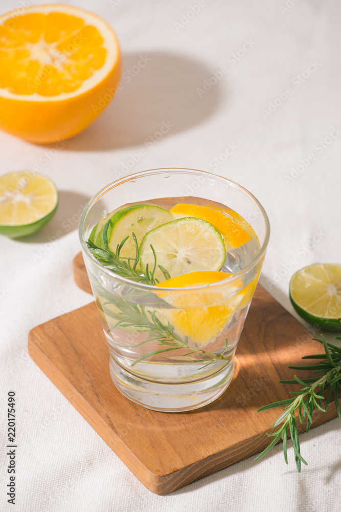 Fresh summer lemonade with citrus, orange and rosemary Fresh summer lemonade with citrus, orange and rosemary