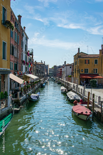 View of a pittoresc water channel in Venice Italy 