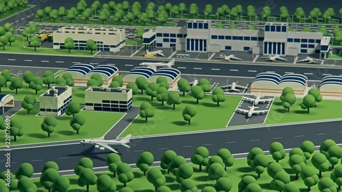 3d airport with planes animation